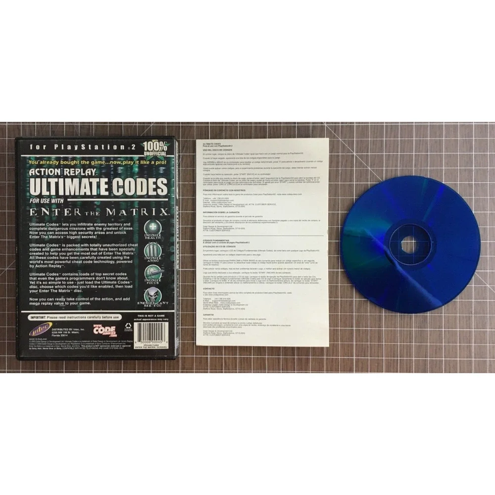 Action Replay Ultimate Codes for Enter the Matrix Complete For PS2 PlayStation 2